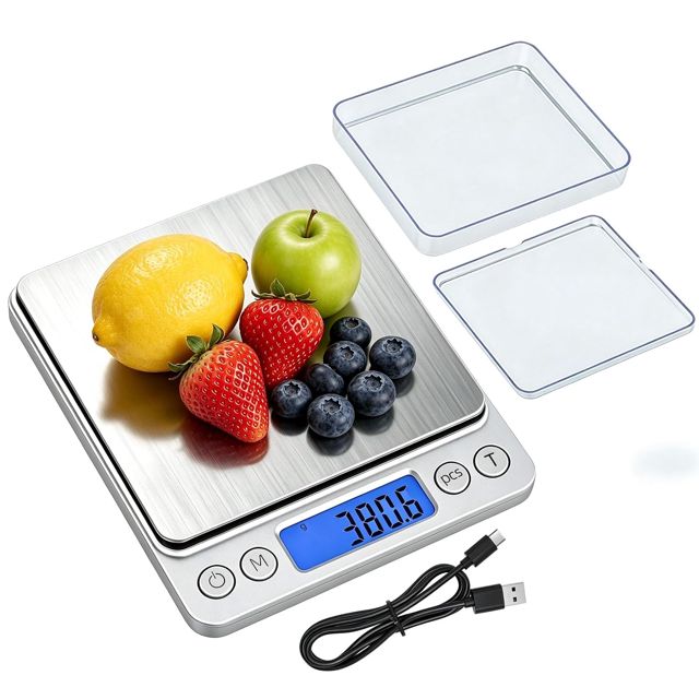 Balance de cuisine numérique rechargeable avec plate-forme en acier