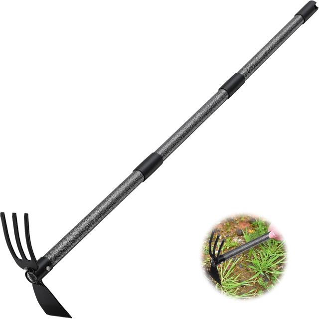 Houe de Jardin avec 2 Griffes, Largeur 114cm, Serfouette Binette Trident de Jardin pour Labourer et Désherber Le Sol, Cultivateur de Jardinage Manuel…