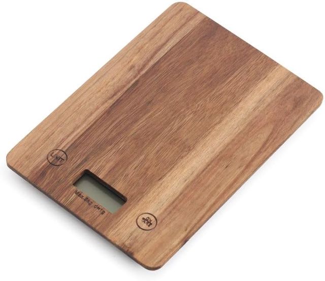 Balance de cuisine numérique en bois d'acacia 22 x 15,5 cm