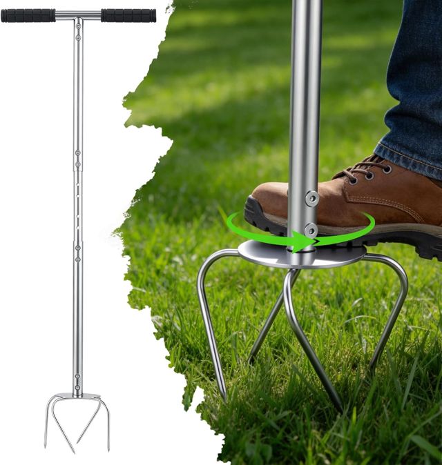 Griffe de Jardin,Cultivateur Griff Amovible avec Manche,Réglable en Hauteur,Jardin Twist Tiller Cultivateur Manuel,Outil de Jardinage pour Désherbage,Ameublir Le Sol,Aération