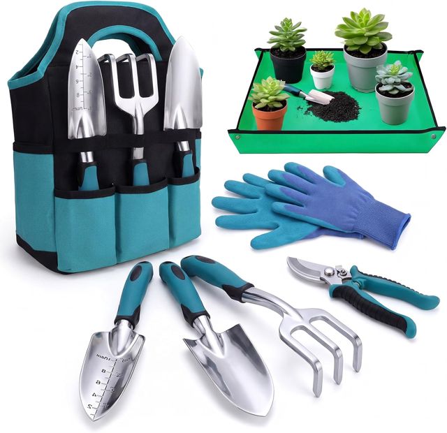 Kit Outils Jardinage 7 Pièces Set Jardinage Complet Gants Rempotage