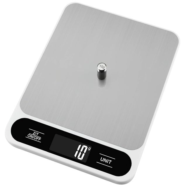 Balance de cuisine numérique de 5 kg, balance alimentaire en acier inoxydable avec batterie rechargeable USB, précision de 1 g pour la pâtisserie et la cuisine