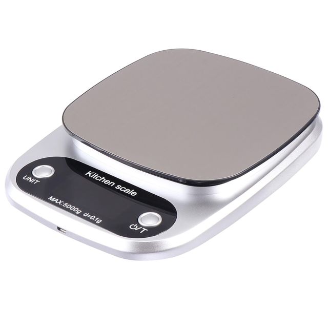 Balance Cuisine Numérique 5kg 0,1g en Acier Inoxydable Rechargeable
