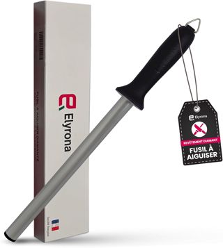Fusil a aiguiser diamant professionnel 25 cm - aiguiseur couteaux pro - affuteur de couteaux plus efficace que pierre a aiguiser - fusil diamant compatible tous couteaux de cuisine