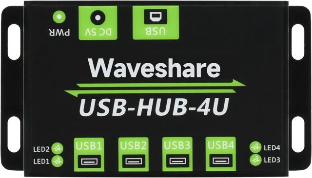 Waveshare Industrial Grade USB HUB with Extending 4X USB 2.0 Ports Support Multiple OS Plug and Play
