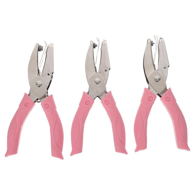 3 Pièces Perforatrice pour Papier à Main, Rose, 1,5mm 3mm 6 MM