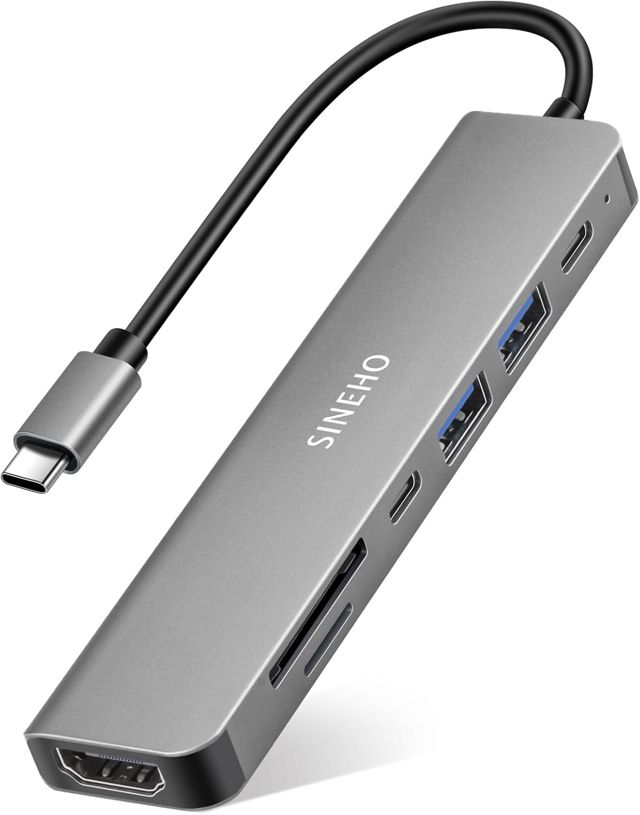 Hub USB C 7-en-1 HDMI 4K SD/TF Lecteur
