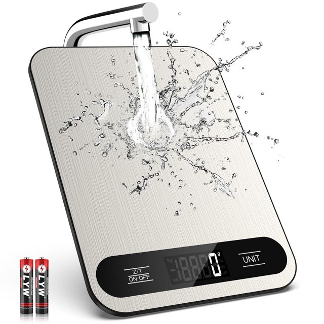 Mik-Nana Balance de cuisine numérique de 10 kg avec 6 unités de fonction de tare et écran LCD, poids en grammes et onces en acier inoxydable pour la pâtisserie, la cuisine et la préparation des repas