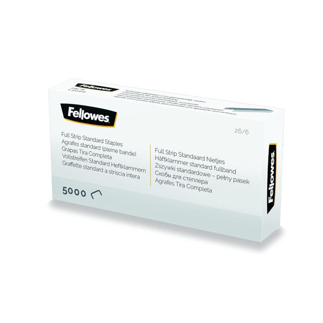 Fellowes Agrafes 26/6, pour le bureau et la maison, bandes de 107 mm, lot de 5000 agrafes, 5117501