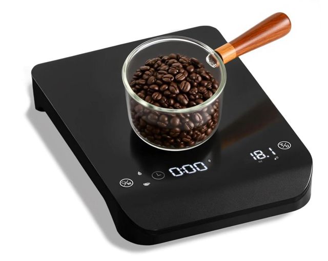 Balance à café rechargeable avec minuterie, balance à expresso 0,1 g/2 kg avec bouton capteur tactile pour expresso et pour-over, balance de cuisine numérique portable avec fonction tare et