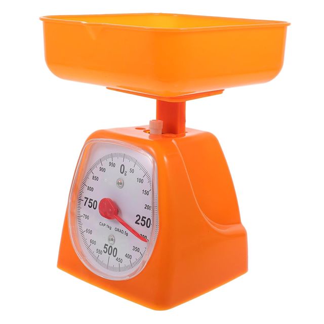 Balance Cuisine Mécanique 1kg, Plastique Orange, Cadran Transparent