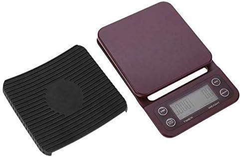 Vogueing Balance de cuisine électronique avec minuterie Balance numérique LCD multifonction pour faire du café à la main, boulangerie et aliments ordinaires (5kg/0,1 g, vin rouge)