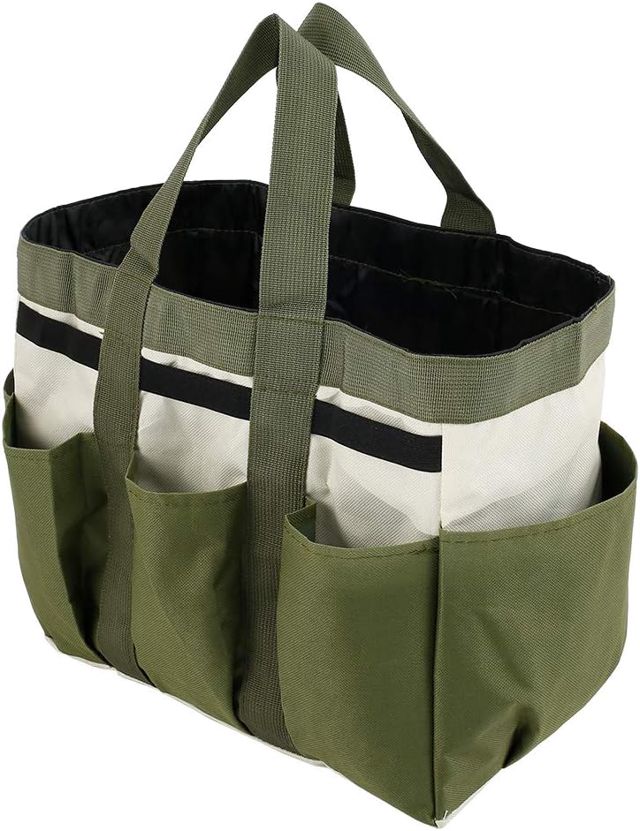 Sac à outils de jardin, sac de rangement fourre-tout de jardin avec 8 poches, organiseur d'outils de maison, sac à outils de jardin, sac à outils de jardinage portable multifonction avec poignées,