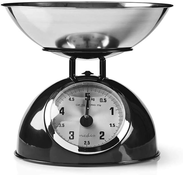 Nedis Balance de cuisine rétro Ana logique métal noir