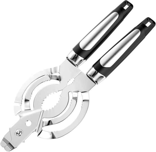 Ouvre-Bocal Facile à Utiliser, Ouvre-Boîte Ergonomique, Ouvre-Bouteille avec Trou de Suspension pour un Séchage Facile, Ouvre Boite de Conserve et Bocal pour Couvercles de Canettes(Noir)