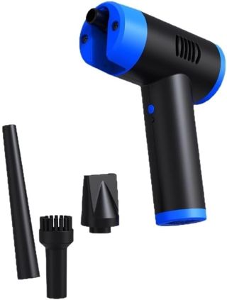 JC-B1 Souffleur d'air rechargeable avec double éclairage LED et moteur sans balais haute vitesse pour le nettoyage de l'objectif de l'appareil photo et du clavier (noir bleu)