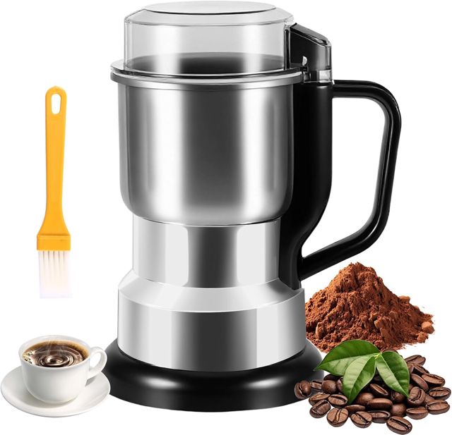 500ml Moulin à Grains Multifonctionnel, 300W Moulin à épices en acier inoxydable, moulin à café ultra-fin, moulin à épices électrique pour produits secs céréales épices herbes et café