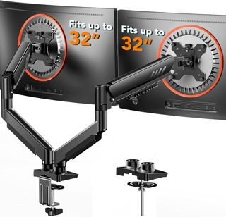 ErGear Bras Double Ecran PC, Support 2 Ecran PC Réglable de 13 à 32 Pouces, Support Ecran PC 2 Ecran à Installation Rapide avec Fixation VESA Sans Outil, Charge Maximale 9 kg, VESA Maximal 100 x 100mm