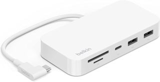 Belkin Hub 6-en-1 USB-C (iMac 24", Station d'accueil avec Lecteur de Carte SD et Micro SD, Port Gigabit Ethernet, 2 Ports USB-A, 1 Port USB C, Transfert de données Rapide) INC011btWH Blanc