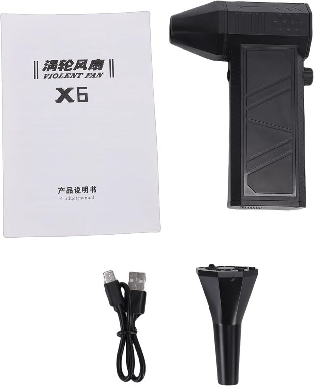 CHICIRIS Dépoussiéreur d'air électrique Puissant, Haute Vitesse 13000 TR/Min, pour la Maison et Le Bureau, Souffleur Léger et Rechargeable (Turbofan canalisé X6 Noir)