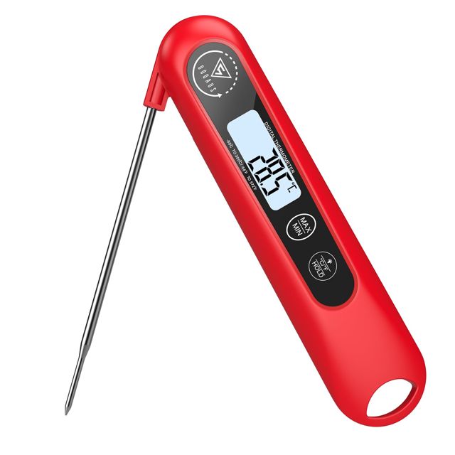DOQAUS Thermometre Cuisine à Lecture Instantanée 3s, Sonde Pliable, Rouge