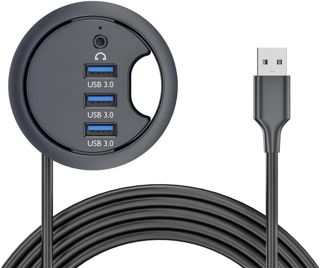 Hub USB 3.0 - Carte son USB-C 2 ports USB 60 mm - Répartiteur de bureau - Station d'accueil - Microphone - Interface audio pour ordinateur de bureau