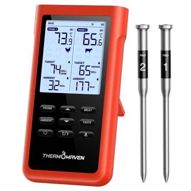ThermoMaven X2 Thermomètre Cuisine Sans Fil, 915 m Sub-1G, 2 Sondes Cuisson