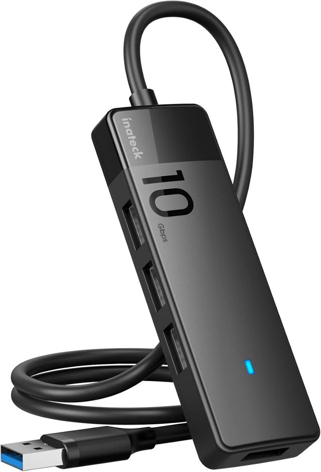Inateck Hub USB 3.2 avec 4 Ports USB A, Hub Adaptateur USB avec Câble 50cm, 10Gbps Hub Ultra Fin pour Ordinateurs Portables, PC, MacBook Pro/air, iMac, PS4, Surface Pro