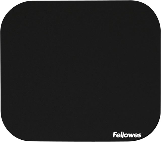 Fellowes Tapis de Souris Noir – Base en Caoutchouc antidérapante, Surface en Polyester Lisse, Confortable, 22,9 x 20,3 cm, Lot de 1