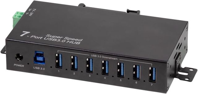 LogiLink Hub 4 Ports (USB 3.0) avec Bloc d'alimentation, Design Industriel, 5 Gbit/s, 10 W, avec Protection Contre Les surintensités, Les surtensions et Les Courts-Circuits