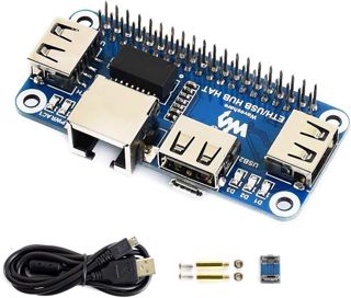 Ethernet/USB HUB Hat for Raspberry Pi 3 B+/3 B/2 B/Zero/Zero W/Zero WH/Zero 2 W Expansion Board, 1x RJ45 Ethernet Port,3X USB Ports Compatible with USB2.0/1.1