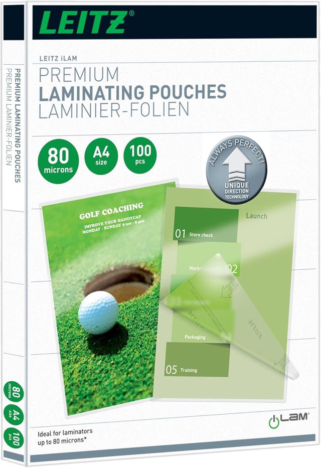 Leitz Pochettes de plastification A4 80 microns, brillant, pack de 100