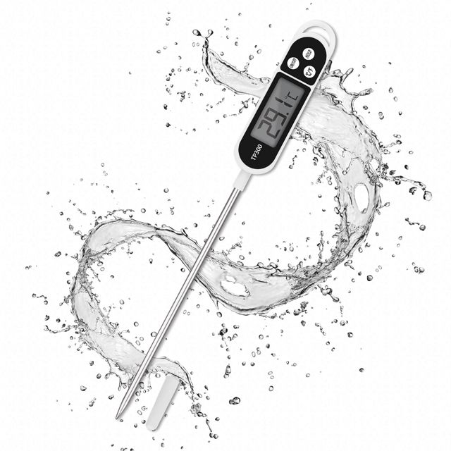 Thermomètre Cuisine Digital, Thermometre de cuisine LCD avec sonde longue, lecture instantanée, thermomètre de gril de cuisine maison, pour la cuisson,barbecue, lait, Viande, eau(-50°C à +300°C)