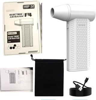 Dépoussiéreur électrique portable avec moteur sans balais, 180 W 130 000 tr/min, ventilateur USB-C rechargeable à 4 vitesses pour nettoyage électronique