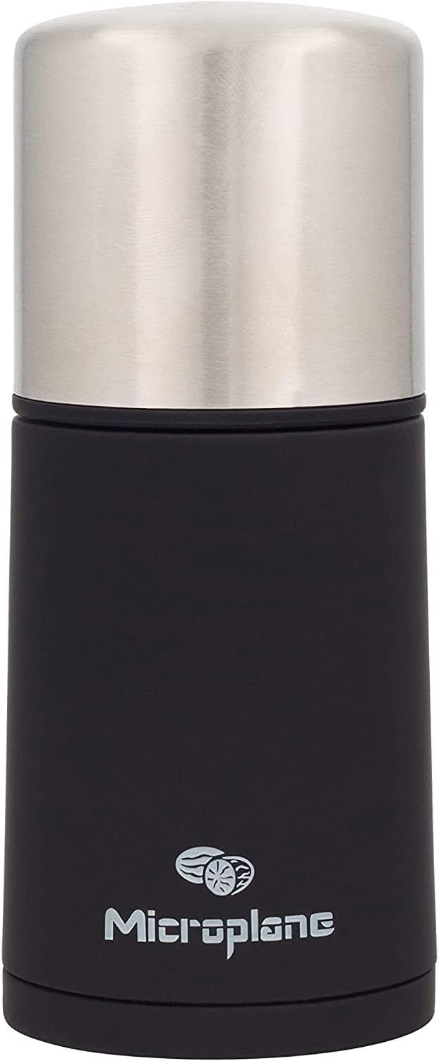 Microplane Moulin à épices en noir pour noix de muscade, cannelle, fèves Tonka et autres épices dures