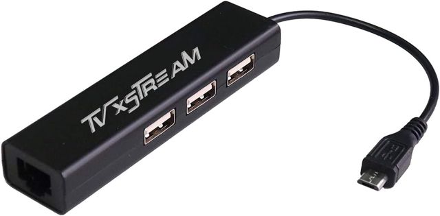 TV xStream Adaptateur Ethernet LAN avec 3 ports USB et alimentation micro USB pour appareils TV Streaming Stick 2ème génération, 3ème génération 4K