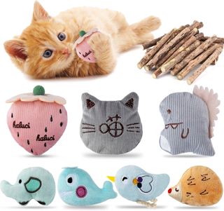 Lot de 30 Bâtons Molaires pour Chat, Jouets à Herbe Matatabi Silvervine Naturels avec Dentaires pour Chaton