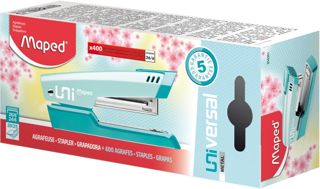 Maped - Pince agrafeuse Métal Universal - Compatible Agrafes N°24/6 et 26/6 - Capacité 20 à 25 Feuilles - Avec 400 Agrafes 26/6 Incluses - Gris