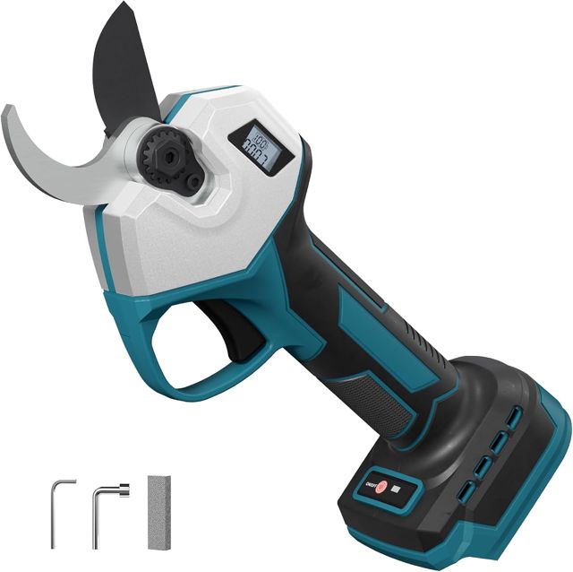 Sécateur Électrique pour Makita-18V Batterie, 32 mm Sécateur Electrique Sans Fil Sans Balais avec Écran LCD et lame SK5, Coupe-Branches Électrique pour Arbres et Jardin (Sans Batterie)