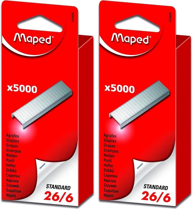 MAPED Agrafes 26/6 zinguées Boite de 5000 (Lot de 2)