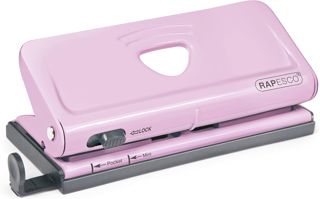 Rapesco 1322 Perforatrice d’Agenda Réglable à 6 Trous, Rose Pastel