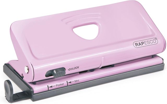 Rapesco 1322 Perforatrice d’Agenda Réglable à 6 Trous, Rose Pastel