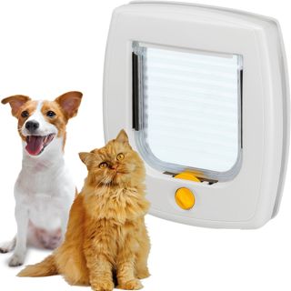 Ferplast Porte pour Chiens de Taille Moyenne, Chatiere, Entrée et Sortie Contrôlables à 4 Voies, Proctection contre les Courants d'air, Tunnel Complet, SWING 11 Chatiere pour Chien, Blanc