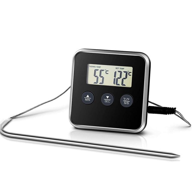 Minuteur Cuisine Électronique Thermomètre Alimentaire et Sonde Inox