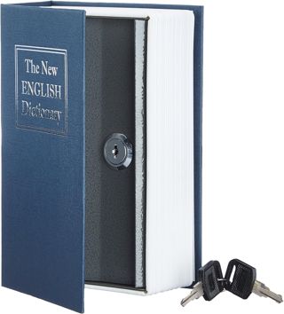 Amazon Basics Coffre-fort en forme de livre - Verrou à combinaison, Bleu