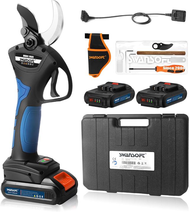 SWANSOFT 8605 Sécateur Électrique Sans Fil, 40mm 1050W 21V 2A