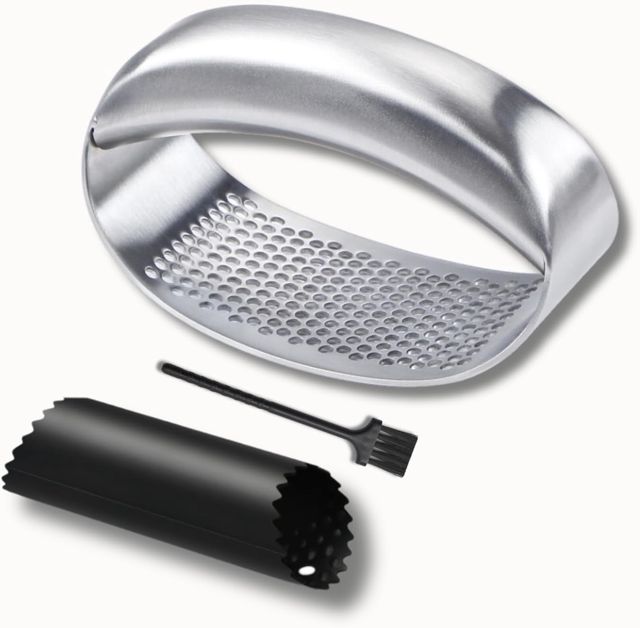 CLOVE Presse Ail Inox 18/10 Solide Écrase Ail Eplucheur Silicone