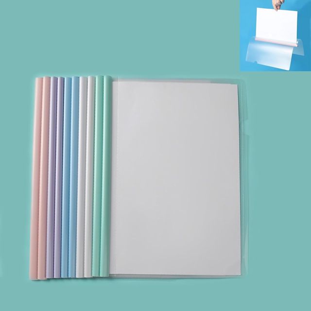 Baguette Reliure A4 Transparent, Reliure Dossier 10 Pièces, Plastique pp, 1-70 Feuilles Papier, Imperméables, Résistantes aux Rayures, Transparentes et Bien Visibles (Poteaux Multicolores)