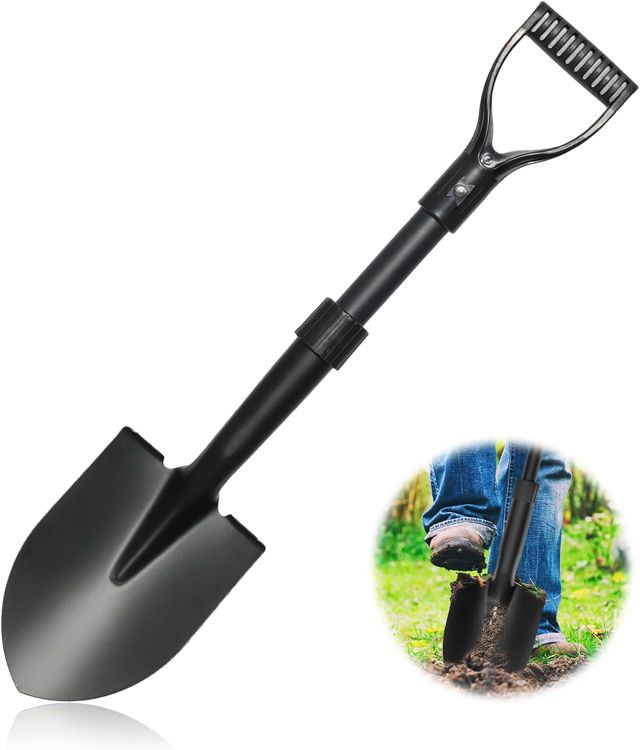 Pelle de 68 cm pour Creuser très résistante, Petite Pelle avec poignée en D, Pelle Pointue pour Camping, Bordures, Sable de Plage, Pelle de Jardin en métal avec Tige en Fibre de Verre, Mini Pelle