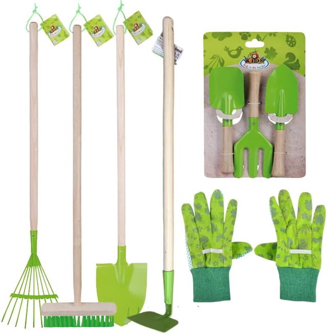 Esschert Kit 7 Outils Jardinier Enfants - Vert - Plastique, Aluminium, Acier allié - GARDEN_TOOL_SET